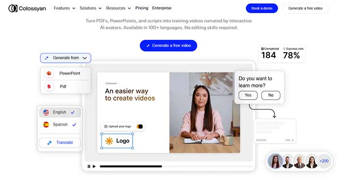 محتواسازی هوش مصنوعی Colossyan