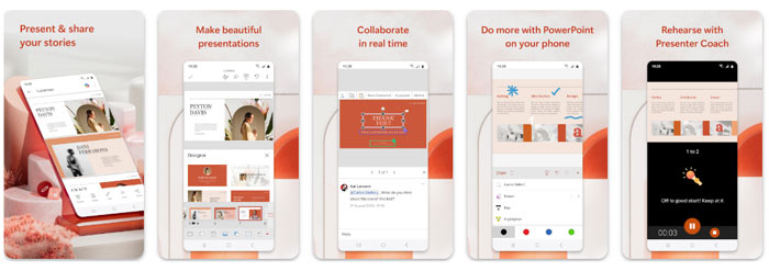 Microsoft PowerPoint (نسخه موبایل کاملاً رایگان) – حرفه‌ای‌ترین ابزار برای ارائه‌های متحرک و درس‌نامه‌های صوتی‌دار