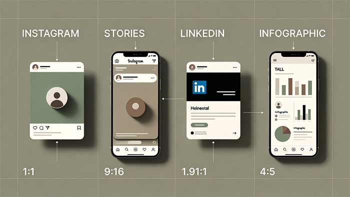 اصول تولید محتوا انتخاب فرمت و نسبت تصویر مناسب هر پلتفرم